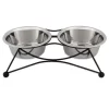 Petmate Elevated Stainless Steel Twin Wire Pet Diner With Bowl, 6.6 Cups, Medium, 2-Bowls