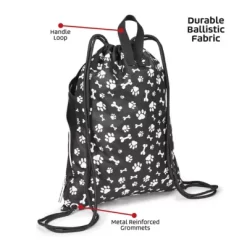 Mobile Dog Gear Dogssentials Travel Drawstring Cinch Sack, Black Paw -Pet Supply Store 1635957 A2