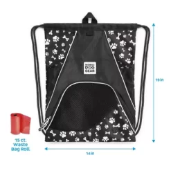 Mobile Dog Gear Dogssentials Travel Drawstring Cinch Sack, Black Paw -Pet Supply Store 1635957 A3