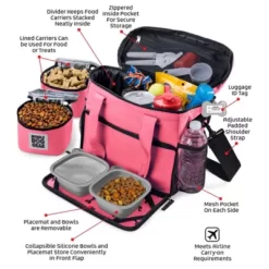 Mobile Dog Gear Week Away Pet Tote Bag, Small, 12 In. X 6 In. X 11 In., Pink -Pet Supply Store 1635983 A2