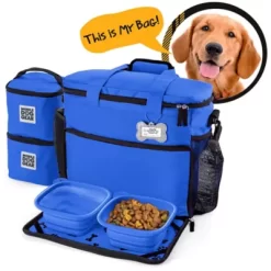 Mobile Dog Gear Week Away Pet Tote Bag, Medium, 12 In. X 6 In. X 11 In., Blue -Pet Supply Store 1635985 A5