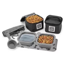 Mobile Dog Gear Dine Away Dog Travel Food Set, 10 Cups, 18 X 5.75 X 7.5 In., Small, Black