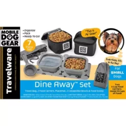 Mobile Dog Gear Dine Away Dog Travel Food Set, 10 Cups, 18 X 5.75 X 7.5 In., Small, Black 11 Mobile Dog Gear Dine Away Dog Travel Food Set, 10 Cups, 18 X 5.75 X 7.5 In., Small, Black -Pet Supply Store 1635990 A4
