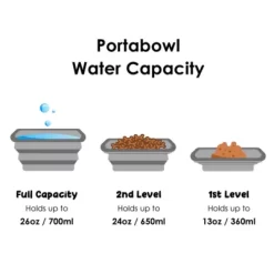 Petique Portabowl Water And Food Pet Bowl, 6 Oz., FDA Approved, Gray -Pet Supply Store 1675084 A5