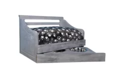 Iconic Pet Sassy Paws Multi-Purpose Wooden Pet Bed With Feeder