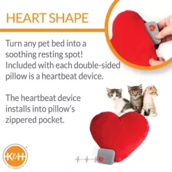 K&H Pet Products Mother's Heartbeat Plush Kitten Toy Heart Pillow, Red -Pet Supply Store 1701170 A2
