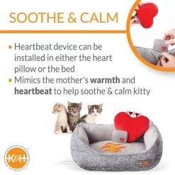 K&H Pet Products Mother's Heartbeat Heated Pet Bed And Heart Pillow -Pet Supply Store 1701171 A2