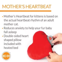K&H Pet Products Mother's Heartbeat Heated Pet Bed And Heart Pillow -Pet Supply Store 1701171 A3