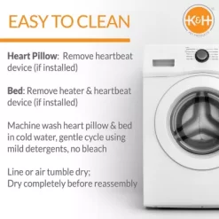 K&H Pet Products Mother's Heartbeat Heated Pet Bed And Heart Pillow -Pet Supply Store 1701171 A6