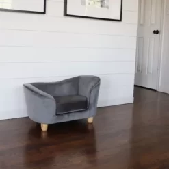 Critter Sitters 28 In. Elegant Faux-Velvet Oval Pet Bed For Small-Sized Dogs And Cats, Gray -Pet Supply Store 1710561 A5