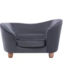 Critter Sitters 28 In. Elegant Faux-Velvet Oval Pet Bed For Small-Sized Dogs And Cats, Gray -Pet Supply Store 1710561 A7