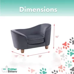 Critter Sitters 28 In. Elegant Faux-Velvet Oval Pet Bed For Small-Sized Dogs And Cats, Gray -Pet Supply Store 1710561 A9