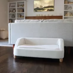 Critter Sitters 36 In. Microfiber Rectangle Pet Bed For Medium-Sized Dogs, White -Pet Supply Store 1710564 A3