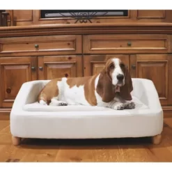Critter Sitters 36 In. Microfiber Rectangle Pet Bed For Medium-Sized Dogs, White -Pet Supply Store 1710564 A8
