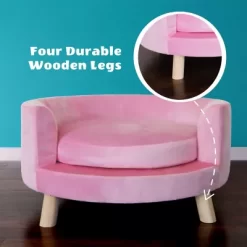 Critter Sitters 28 In. Elegant Faux-Velvet Circular Pet Bed For Small- To Medium-Sized Dogs And Cats, Pink -Pet Supply Store 1710566 A2