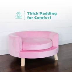 Critter Sitters 28 In. Elegant Faux-Velvet Circular Pet Bed For Small- To Medium-Sized Dogs And Cats, Pink -Pet Supply Store 1710566 A3