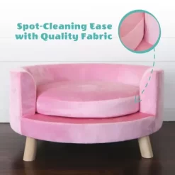 Critter Sitters 28 In. Elegant Faux-Velvet Circular Pet Bed For Small- To Medium-Sized Dogs And Cats, Pink -Pet Supply Store 1710566 A5