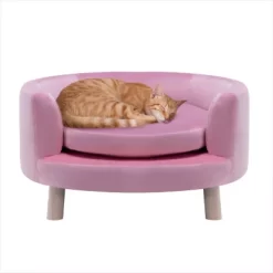 Critter Sitters 28 In. Elegant Faux-Velvet Circular Pet Bed For Small- To Medium-Sized Dogs And Cats, Pink -Pet Supply Store 1710566 A7
