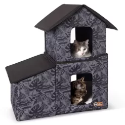 K&H Pet Products Two-Story Outdoor Heated Kitty House With Dining Room