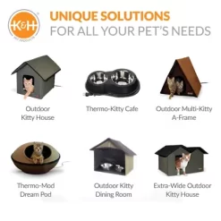 K&H Pet Products Two-Story Outdoor Heated Kitty House With Dining Room -Pet Supply Store 1741390 A7