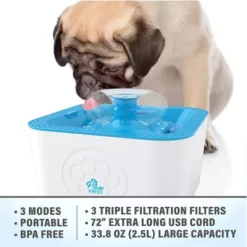 PawPerfect 2.5 L. Dog And Cat Water Fountain, Free-Falling Stream Cordless And Rechargeable (2-Pack) -Pet Supply Store 1778404 A3