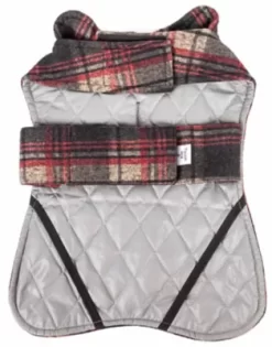 Touchdog 2-in-1 Tartan Plaided Dog Jacket With Matching Reversible Dog Mat -Pet Supply Store 1789563 A2