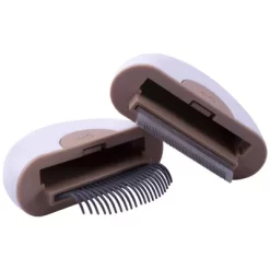 Pet Life LYNX 2-in-1 Travel Connecting Grooming Pet Comb And Deshedder, Large, Brown, GR1BRLG