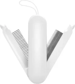 Pet Life JOYNE Multi-Functional 2-in-1 Swivel Travel Pet Grooming Comb And Deshedder, White, GR3WHMD