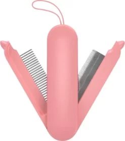 Pet Life JOYNE Multi-Functional 2-in-1 Swivel Travel Pet Grooming Comb And Deshedder, Pink, GR3PKMD