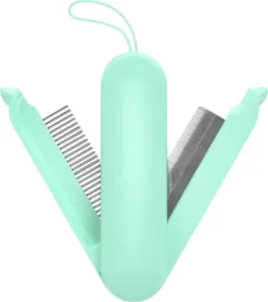 Pet Life JOYNE Multi-Functional 2-in-1 Swivel Travel Pet Grooming Comb And Deshedder, Green, GR3GNMD