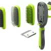 Pet Life Conversion 5-in-1 Interchangeable Dematting And Deshedding Bristle Pin And Massage Grooming Pet Comb, Green, GR8GN