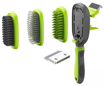 Pet Life Conversion 5-in-1 Interchangeable Dematting And Deshedding Bristle Pin And Massage Grooming Pet Comb, Green, GR8GN 1 Pet Life Conversion 5-in-1 Interchangeable Dematting And Deshedding Bristle Pin And Massage Grooming Pet Comb, Green, GR8GN