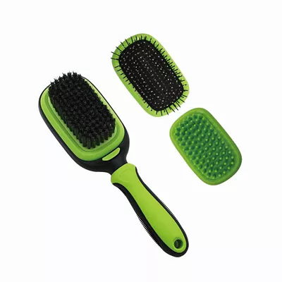 Pet Life Conversion 5-in-1 Interchangeable Dematting And Deshedding Bristle Pin And Massage Grooming Pet Comb, Green, GR8GN 2 Pet Life Conversion 5-in-1 Interchangeable Dematting And Deshedding Bristle Pin And Massage Grooming Pet Comb, Green, GR8GN - Image 2