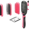 Pet Life Conversion 5-in-1 Interchangeable Dematting And Deshedding Bristle Pin And Massage Grooming Pet Comb, Pink, GR8PK