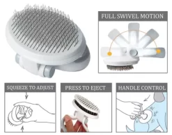 Pet Life Gyrater Travel Self-Cleaning Swivel Grooming Slicker Pet Brush, GR10 -Pet Supply Store 1790747 A5