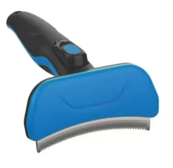 Pet Life Fur-Guard Easy Self-Cleaning Grooming Deshedder Pet Comb, Blue, GR24BL