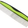 Pet Life Grip Ease Wide And Narrow Tooth Grooming Pet Comb, Green, GR28GN