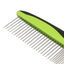 Pet Life Grip Ease Wide And Narrow Tooth Grooming Pet Comb, Green, GR28GN -Pet Supply Store 1790770 A2
