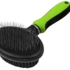 Pet Life Flex Series 2-in-1 Dual-Sided Slicker And Bristle Grooming Pet Brush, Green, GR29GN