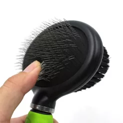 Pet Life Flex Series 2-in-1 Dual-Sided Slicker And Bristle Grooming Pet Brush, Green, GR29GN -Pet Supply Store 1790771 A2