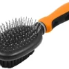 Pet Life Flex Series 2-in-1 Dual-Sided Pin And Bristle Grooming Pet Brush, Orange, GR32OR