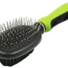 Pet Life Flex Series 2-in-1 Dual-Sided Pin And Bristle Grooming Pet Brush, Green, GR32GN