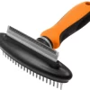Pet Life Flex Series 2-in-1 Dual-Sided Grooming Undercoat Pet Rake And Deshedder, Orange, GR33OR