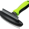 Pet Life Flex Series 2-in-1 Dual-Sided Grooming Undercoat Pet Rake And Deshedder, Green, GR33GN