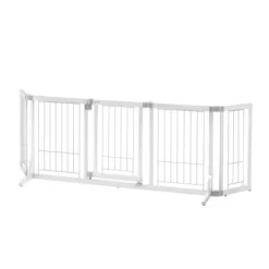 Richell Wide Premium Plus Pet Gate Mini, 55 In. To 72 In., White