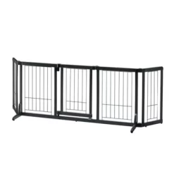Richell Wide Premium Plus Pet Gate Mini, 55 In. To 72 In., Black