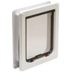 Cat Mate Large 4-Way Locking Cat Door With 2 In. Wall Liner, White, 221W