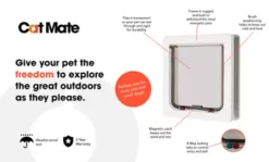 Cat Mate Large 4-Way Locking Cat Door With 2 In. Wall Liner, White, 221W 11 Cat Mate Large 4-Way Locking Cat Door With 2 In. Wall Liner, White, 221W -Pet Supply Store 1866860 A2