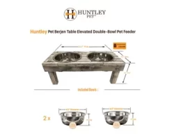 Huntley Equestrian Pet Berjen Table Double Feeder, Large, White -Pet Supply Store 1879735 A9
