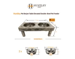 Huntley Equestrian Pet Berjen Table Double Feeder, Small, White -Pet Supply Store 1879737 A9